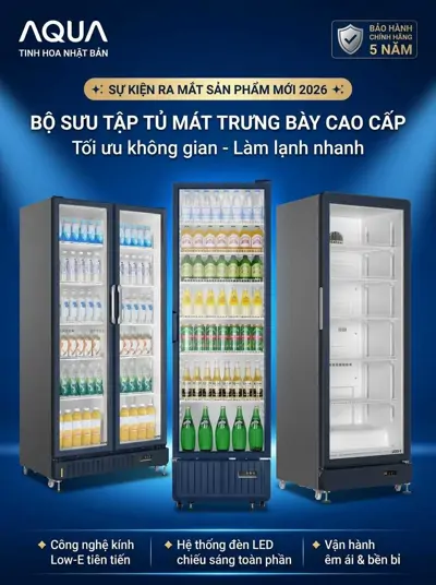 Đột Phá Thiết Kế Mới, Màu Xanh Đen Sang Trọng: Bộ Ba Tủ Mát AQUA Model 2026 Đáng Mua Nhất